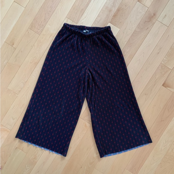 Blue abstract print wide leg cropped pant - ASOS US 4 - Picture 1 of 9